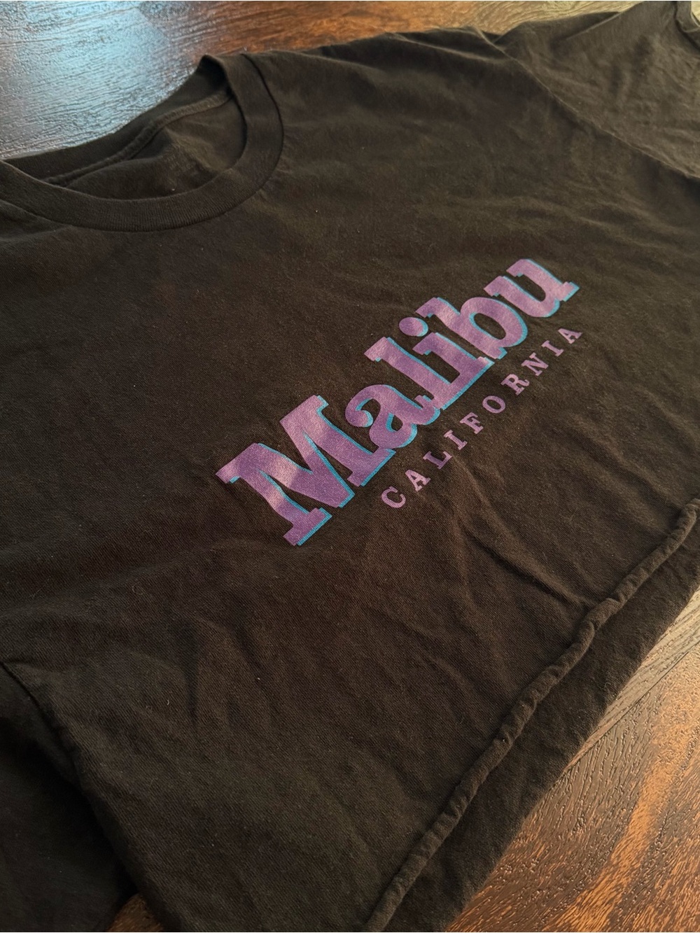 John Galt by Brandy Melville Malibu California Black Cropped T-Shirt One Size